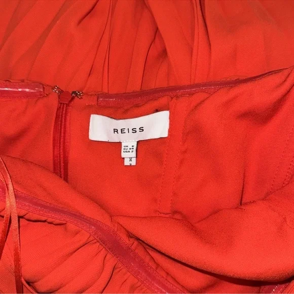 Reiss Red Pleated Halter Dress - Picture 2 of 4